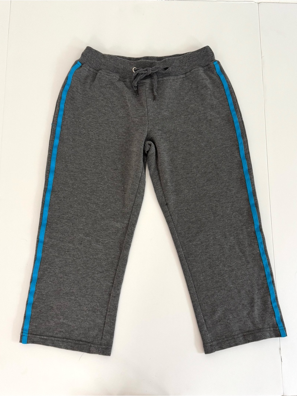 Capri Sweatpants with Blue Side Stripe
